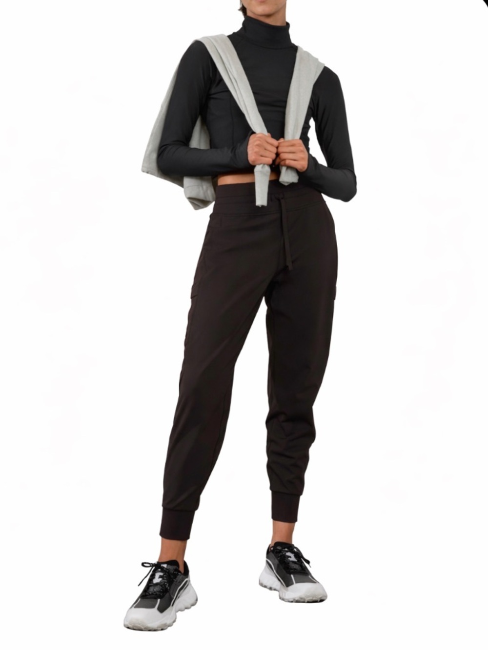 Athleta Jogger Black Rainier Cold Weather Mid Rise Jogger Sz Large Petite